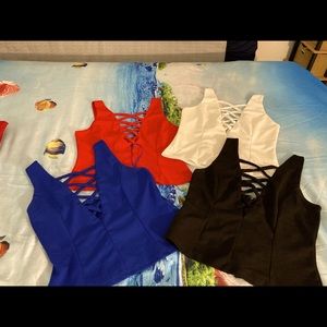 JRS Crop Tops Size Sm working Zippered Back, Worn 1-2xs each no rips/torn